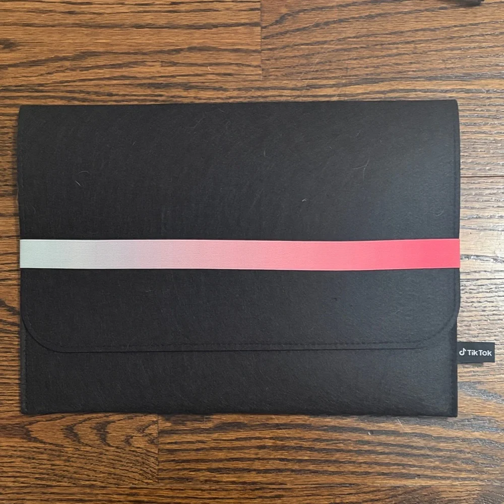 Black Laptop Sleeve with Red and White Stripe
